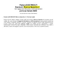 Paniere QUIZ RISOLTI Ricerca Operativa 1 - Prof.ssa Canale - ecampus