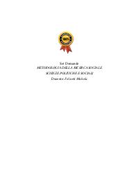 Paniere METODOLOGIA DELLA RICERCA SOCIALE Ecampus