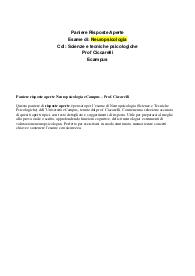 Paniere risposte aperte Neuropsicologia eCampus – Prof. Ciccarelli