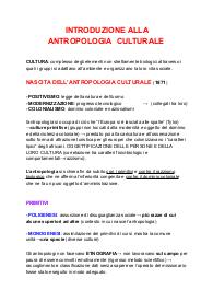 Appunti introduzione alla antropologia culturale