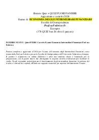 PANIERE NUOVO Quiz+FUORI Corretto Esame Economia Intermediari Finanziari Prof.ssa Federico