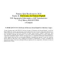 PANIERE QUIZ NUOVO 2024 Esame di Elettronica Sistemi Digitali Prof. Ballicchia eCampus