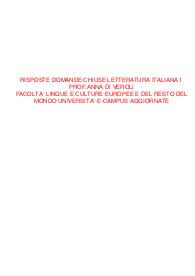 Risposte domande chiuse letteratura italiana 1 aggiornate 2023 uniecampus