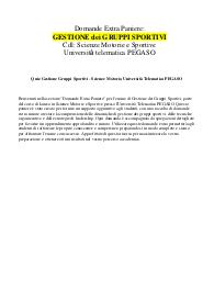 Quiz Gestione Gruppi Sportivi - Scienze Motorie, Università Telematica PEGASO