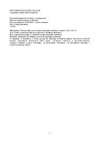 Filosofia politica (Leviatano di Hobbes, Secondo trattato di Locke, Contratto sociale di Rousseau e Manifesto di Marx)