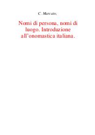 Nomi di persona, nomi di luogo introduzione all'onomastica italiana - Carla Marcato
