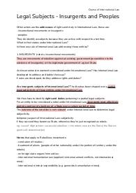 SUBJECTS OF INTERNATIONAL LAW - INSURGENTS AND STATES