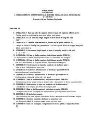 Set Domande GEOMETRIA L'INSEGNAMENTO DI MATEMATICA E SCIENZE NELLA SCUOLA SECONDARIA DI I GRADO Docente: Nuara