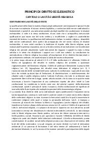 riassunto PRINCIPI DI DIRITTO ECCLESIASTICO di Cardia