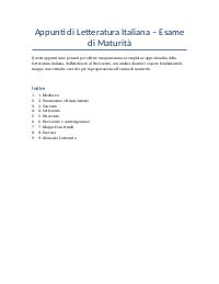 Ripasso maturità, letteratura italiana