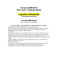 Paniere Completo: Quiz & Soluzioni - Logistica Industriale (eCampus)