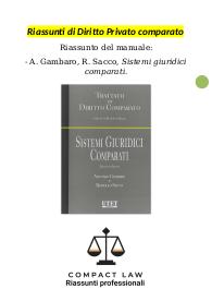 Riassunto sostitutivo di GAMBARO, SACCO - Sistemi Giuridici Comparati