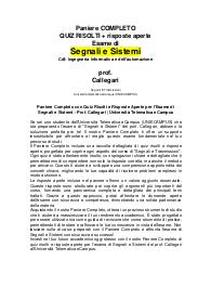 Paniere Completo con Quiz Risolti e Risposte Aperte per l'Esame di Segnali e Sistemi - Prof. Callegari