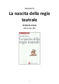 Riassunto "La nascita della regia teatrale" di Mirella Schino, 2005