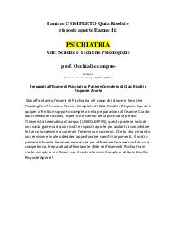 Preparati all'Esame di Psichiatria: Paniere Completo di Quiz Risolti e Risposte Aperte