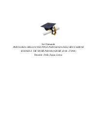 Paniere PSICOLOGIA DELLO SVILUPPO E PSICOLOGIA DELL'EDUCAZIONE università Ecampus 2024