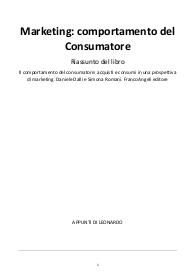 Riassunto del libro "Il comportamento del consumatore"