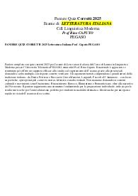 PANIERE QUIZ CORRETTI 2025 Letteratura Italiana Prof. Caputo PEGASO