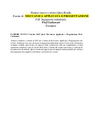 PANIERE NUOVO Corretto 2025 Quiz Meccanica Applicata e Progettazione Prof. Carbonari