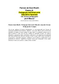 Paniere Quiz Risolti - Pedagogia Intervento Educativo Speciale Scienze Pedagogiche eCampus