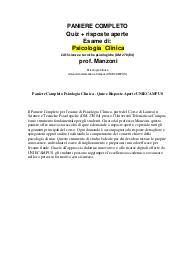 Paniere Completo Psicologia Clinica - Quiz e Risposte Aperte UNIECAMPUS