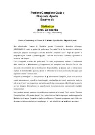 Paniere Completo per l'Esame di Statistica: Quiz Risolti e Risposte Aperte prof Coccarda