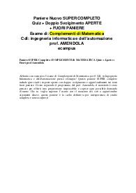 Paniere SUPER Completo COMPLEMENTI di MATEMATICA Quiz + Aperte + Fuori prof Amendola