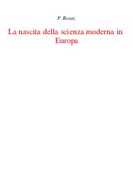 La nascita della scienza moderna in Europa - Paolo Rossi