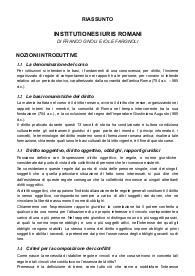 Riassunto del libro "Institutiones iuris romani" di Franco Gnoli e Iole Fargnoli