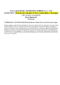 PANIERE QUIZ + DOMANDE APERTE 2024 Seminario Colloquio di Lavoro Prof. Bertani eCampus