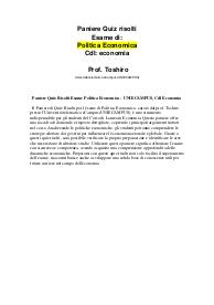 Paniere Quiz Risolti Esame Politica Economica - UNIECAMPUS, Cdl Economia