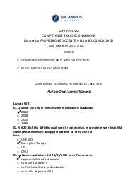Set Domande Prof.ssa Ciani Scarnicci Manuela COMPETENZE SOCIO ECONOMICHE COMPETENZE ECONOMICHE DI BASE DEL DOC