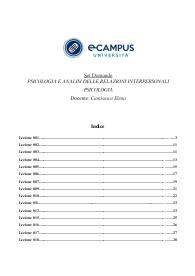 Paniere domande chiuse - PSICOLOGIA E ANALISI DELLE RELAZIONI INTERPERSONALI - PSICOLOGIA Prof. Camisasca