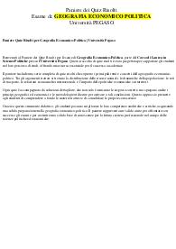 Paniere Quiz Risolti per Geografia Economico-Politica | Università Pegaso