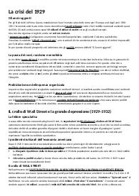 riassunto crisi del 1929