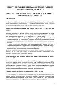 riassunto I DELITTI DEI PUBBLICI UFFICIALI CONTRO LA PUBBLICA AMMINISTRAZIONE di Catenacci
