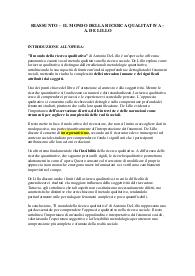 Riassunto del libro "Il Mondo della Ricerca Qualitativa" di A. De Lillo