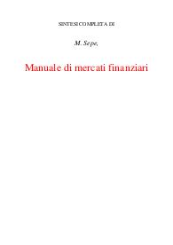 Manuale di mercati finanziari