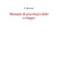 Manuale di psicologia dello sviluppo - Lavinia Barone
