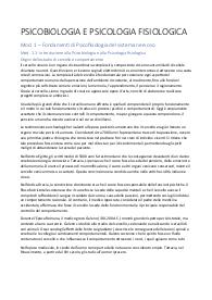 Psicobiologia e Psicologia Fisiologica - Appunti completi
