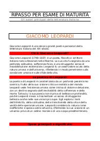 Ripasso per esame di maturità - letteratura italiana
