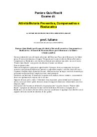 Paniere Quiz Risolti per Esame di Attività Motoria Preventiva, Compensativa e Rieducativa