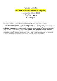 PANIERE CORRETTO 2025 Master MBA (Business English) Prof. Vecchiato eCampus