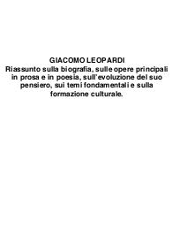 Giacomo Leopardi - Biografia, Opere Principali, Pensiero Leopardiano, Temi Fondamentali
