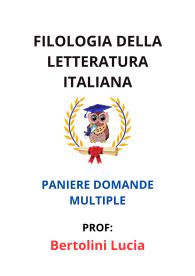 Paniere di FILOLOGIA DELLA LETTERATURA ITALIANA, Bertolini Lucia, 2025 - RISPOSTE MULTIPLE