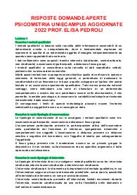 Risposte domande aperte psicometria aggiornate 2022 uniecampus