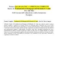 Paniere Completo Fondamenti di Pedagogia dell’Infanzia 0-3 anni – Prof. De Vitis, eCampus