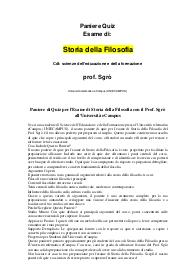 Paniere di Quiz per l'Esame di Storia della Filosofia con il Prof. Sgrò