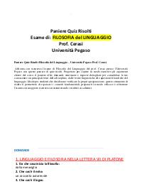Paniere Quiz Risolti Filosofia del Linguaggio – Università Pegaso Prof. Cerasi