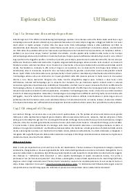 Esplorare la Città Ulf Hannerz